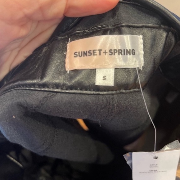 Sunset + Spring black faux leather mini skirt with red side stripes - Picture 8 of 11